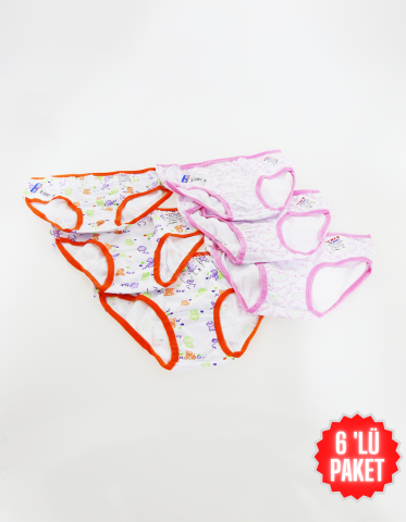 Seher Yıldızı Çocuk Kız Renkli Slip 6 'lı Paket