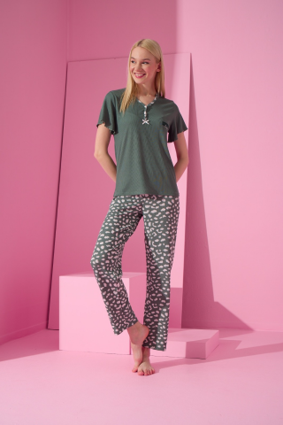 Arcan Pijama Yeşil İkili Pijama Takımı-70101-3
