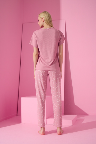 Arcan Pijama Pudra İkili Pijama Takımı-70101-6