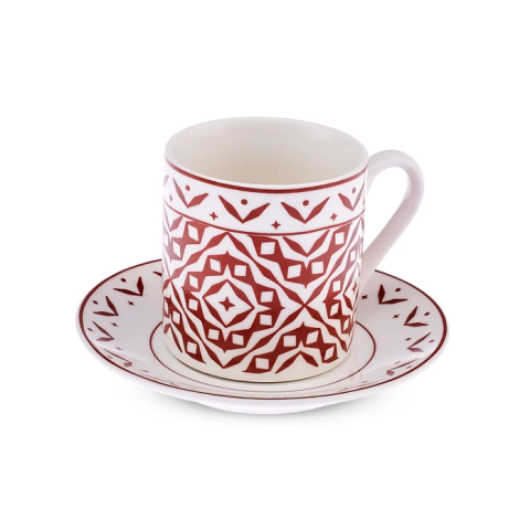 Emsan Verano New Bone 6 Kişilik Kahve Fincan Takımı 90 ml Bordo-3112