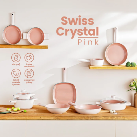 Emsan Swiss Crystal Karnıyarık Tenceresi Pembe 26 cm-3689