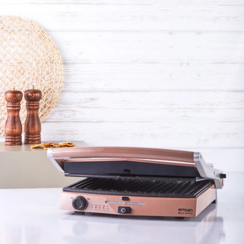 Emsan Bella Gusto 6 Dilim Ekmek Kapasiteli Granit Tost Makinası Golden Pink-1048