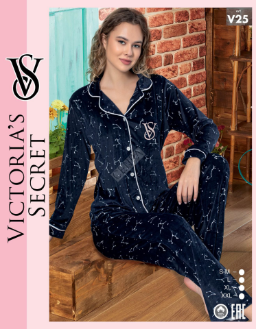 Vıctorıa 's Secret Kadın Desenli Kadife Pijama Takımı
