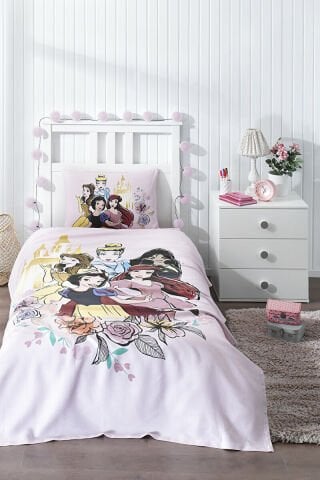 Özdilek Princess Rose Tek Kişilik Disney Lisanslı Lastikli Fitted Çarşaf Çocuk Pike Takımı